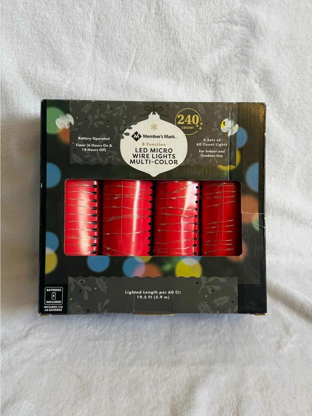 Members Mark Micro LED Wired Lights 240 Count 8 Function Batteries Included NEW